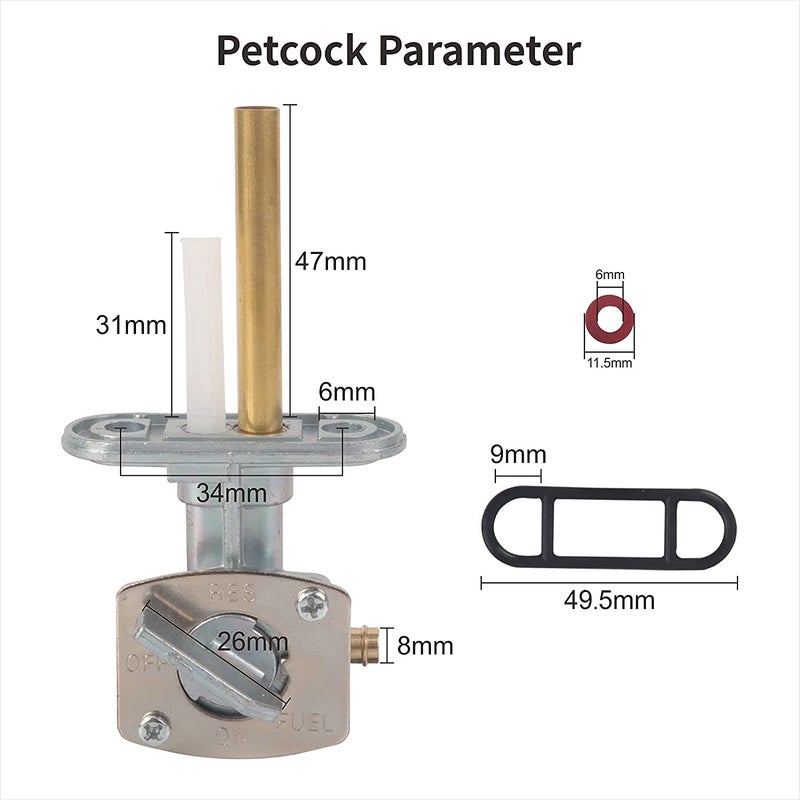 SUKECA Fuel Valve Shut Off Petcock Tank Switch Fits For Yamaha TTR 90 125 225 230 250 Bear Tracker Big Bear Bruin Grizzly Raptor Warrior Wolverine Fits For Suzuki DRZ 400 FZR 600 LT 80 - Image 3